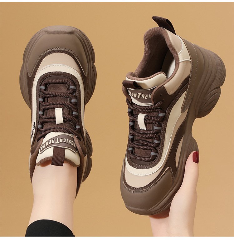 Giày sneaker nữ chunky đế dày thoáng khí mùa hè 2025, gót 5.5 cm — Lớp lót đơn màu be và đen, chiều cao gót 5.5cm, Phong cách thoáng khí của Mika, Mẫu Low Ankle lót đơn màu be và đen, chiều cao gót 5.5cm, Màu be và đen cộng với nhung, chiều cao gót 5.5cm chi tiết 12