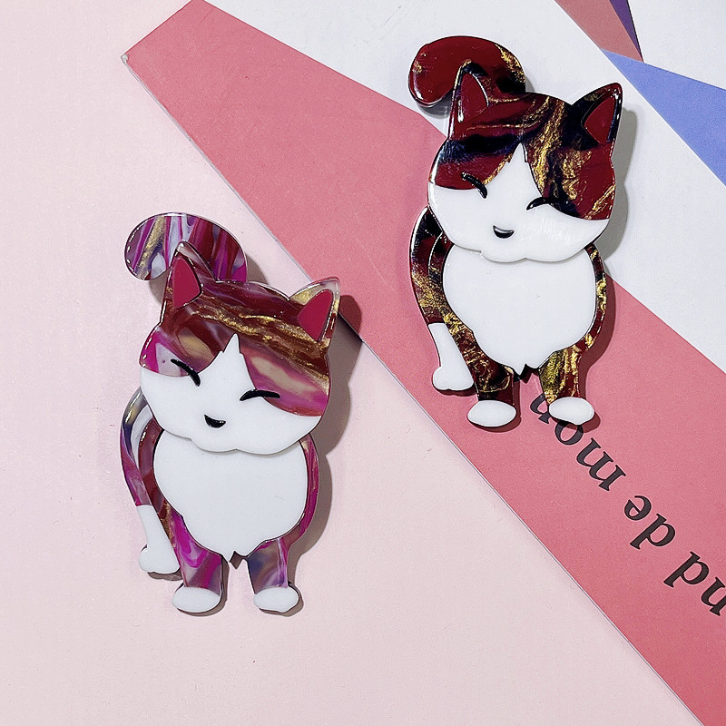 Street Occasion Acrylic Material Cat Pattern Cute Pin Cat Arylic Stoving Varnish Women's Brooches