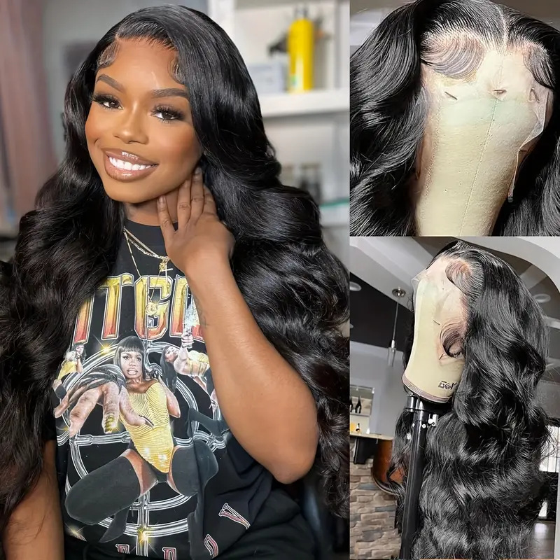 13 * 4 Front Lace Wig Front Lace Wig Women's Center Split Large Wave Long Roll Full Head Set Factory Direct Sales