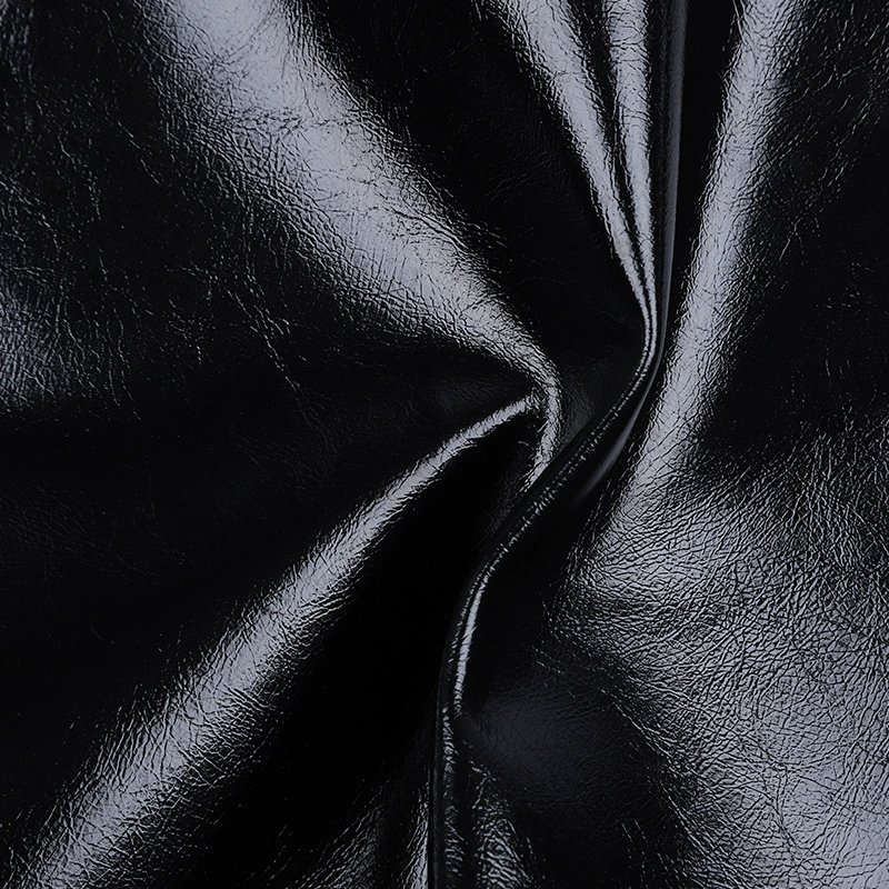 Black polyurethane glossy bag, purse, pack, material