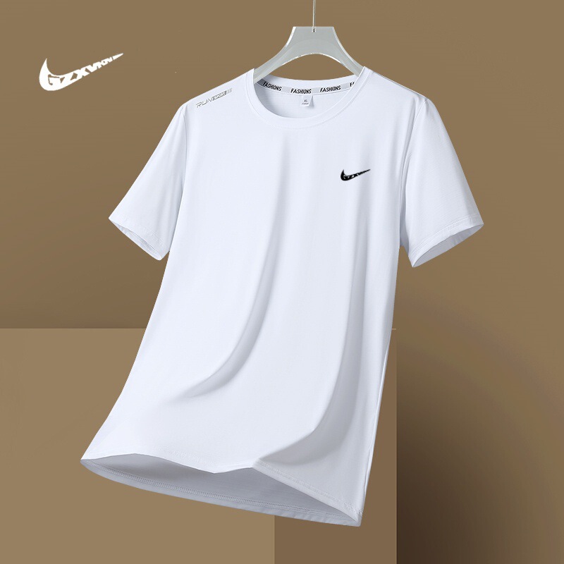 Cross-Border Summer New Style Mesh Ice Silk Short-Sleeved Round Neck Loose Large Size Ice-Feel Top Quick-Drying Casual Sports T-Shirt for Men