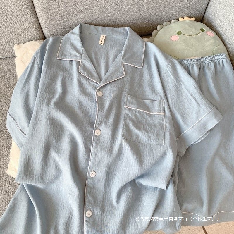 Cross-Border Cloud Cotton Summer Pajamas for Men 2025 New Short-Sleeved Thin Summer Teenagers Can Wear Home Clothes