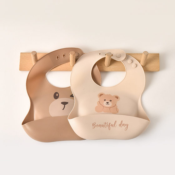 Silicone Bib Baby's Meal Bag Supplementary Food Bib Waterproof Three-Dimensional Enlarge Slip Water Towel Bear Food Grade Silicone Bag