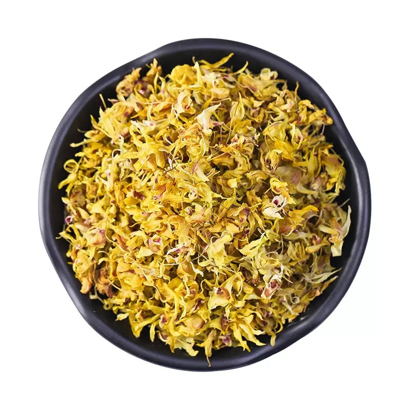 Drumstick Dendrobium Flowers (Dendrobium chrysotoxum) — Dried Dendrobium Flower Tea, 40g Jar in use