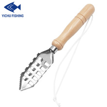 家用不锈钢鱼鳞刷加厚木柄鱼鳞刨刮鱼器刷鳞器厨房工具厂家批发