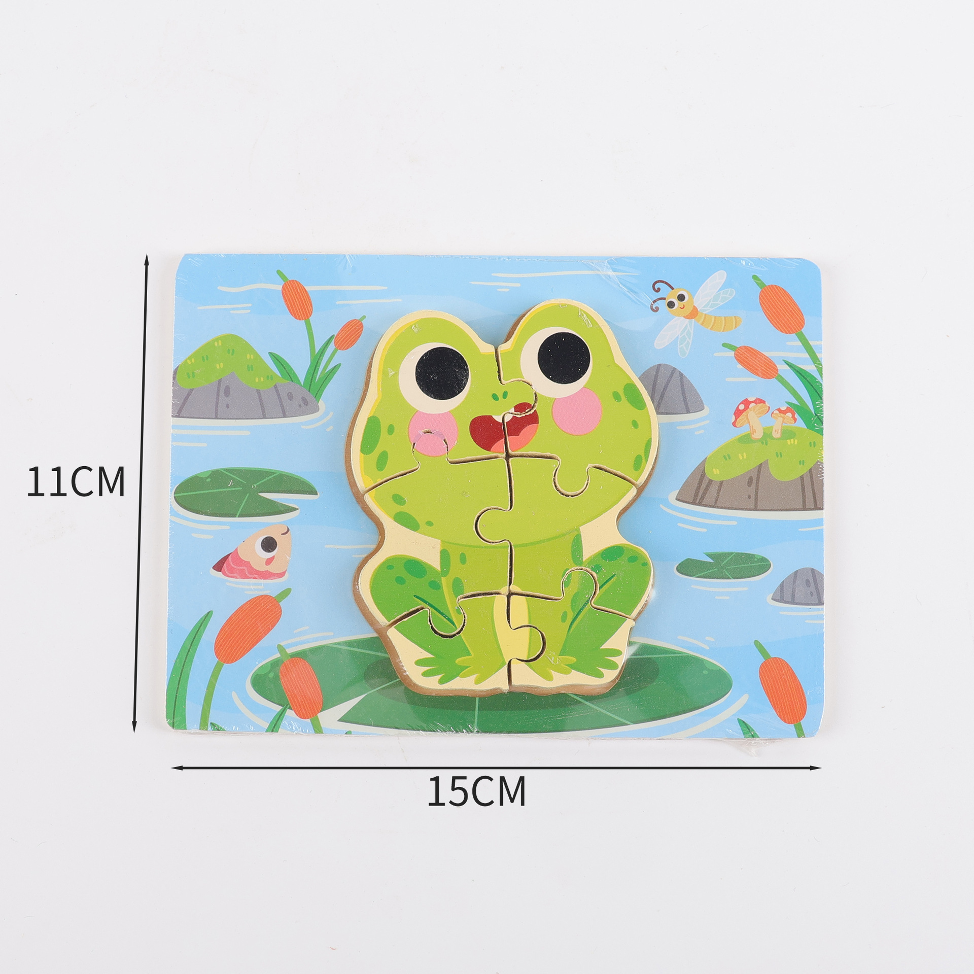Puzzle de madera plano pequeño puzzle infantil juguetes de dibujos animados animales de tráfico cognitivo bloque al por mayor