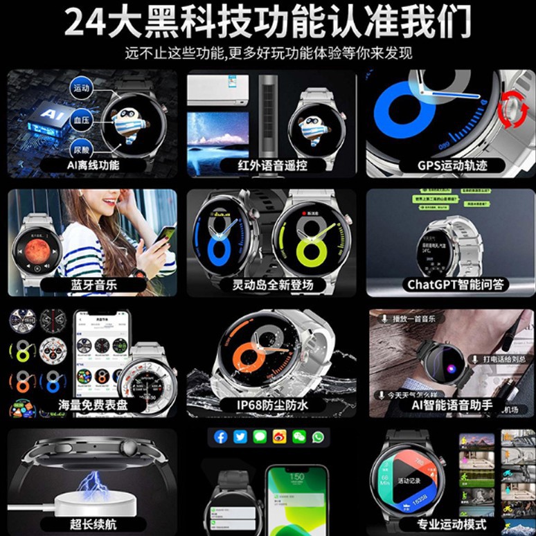 Reloj inteligente-TK66 voz infrarrojos control remoto pago NFC control de acceso Baidu mapa AI voz reloj multifunción