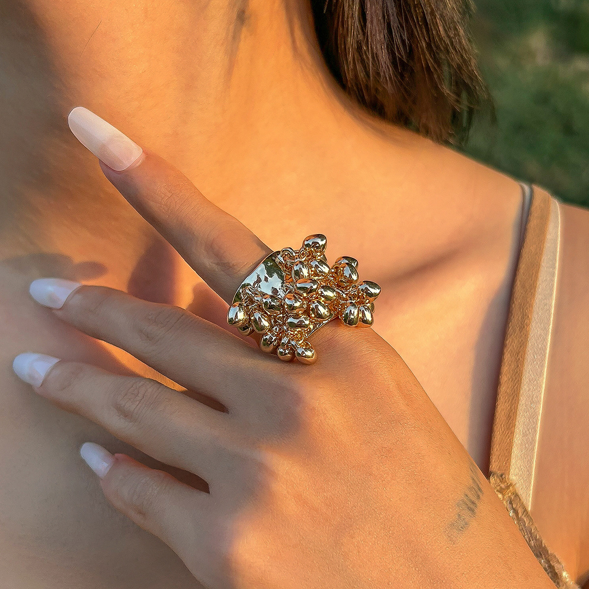 16g Weight Charm Rings Classification 1 Piece Quantity Holiday Occasion Alloy Material Geometric Pattern Women's Gender Plating Design Streetwear Style Streetwear Geometric Arylic Alloy Plating Women's Charm Rings 39