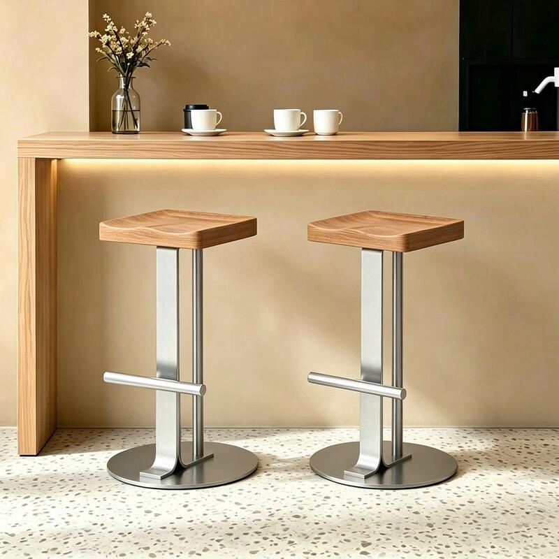 Vintage-Style Bar Stools, Minimalist Luxury High Stools, Bar Chairs, Stools for Milk Tea and Coffee Shops, Bar Stools, Solid Wood Chairs Vintage-Style Bar Stools, Minimalist Luxury High Stools, Bar Chairs, Stools for Milk Tea and Coffee Shops, Bar Stools, Solid Wood Chairs