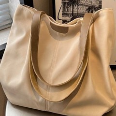 休闲大容量包包女夏季时尚单肩包简约百搭帆布托特包大学生上课包