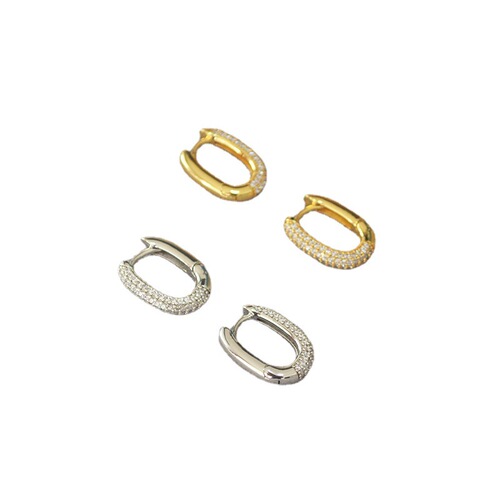 Japanese and Korean-style trendy, modern, internet-celebrity-inspired, minimalist zircon-encrusted, cool-temperament U-shaped buckle ear studs and earrings for women.