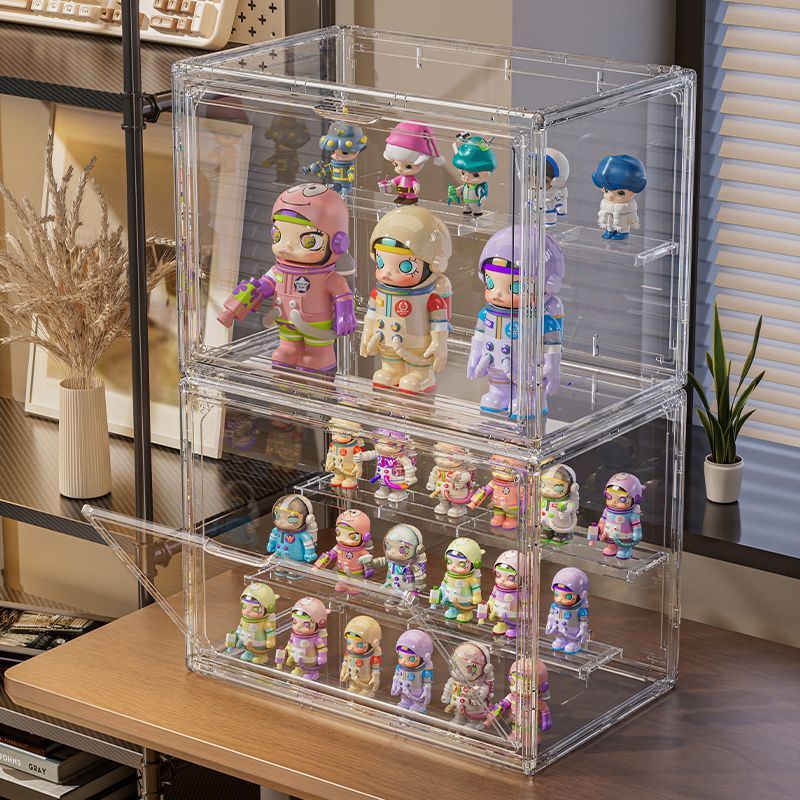 手办收纳展示柜精致高档模型收纳盒防尘公仔玩偶泡泡玛特展示架子