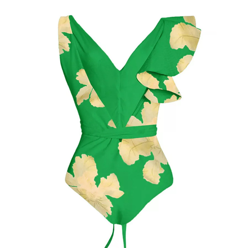 V Neck Neckline Breathable Function Slim Fit Type Women's Casual Flower 1 Set One Piece