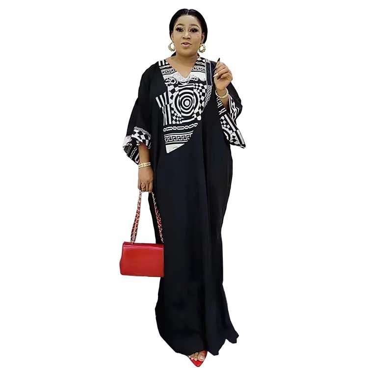 European And American Cross-Border Women's Clothing Middle Eastern Plus Size Abaya African Print Long Dress 8646_voghion.com