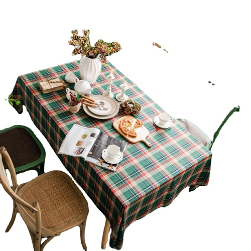 Yimanqiyun tablecloth yarn-dyed green plaid Christmas tablecloth American fabric rectangular factory direct supply