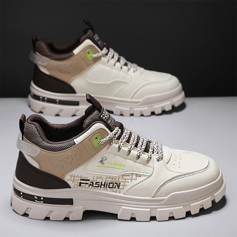 2024 otoño nuevos zapatos de hombre de baja altura de estilo de moda casuales de suela gruesa aumentada de cuero empalmado zapatos de hombre de estilo británico