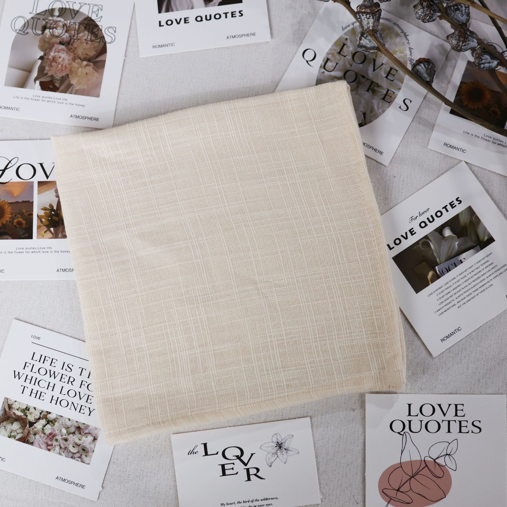 Servillas de algodón de bambú de doble capa, toalla de té arrugada, almohadilla de mesa occidental, decoración de servillas transfronterizas