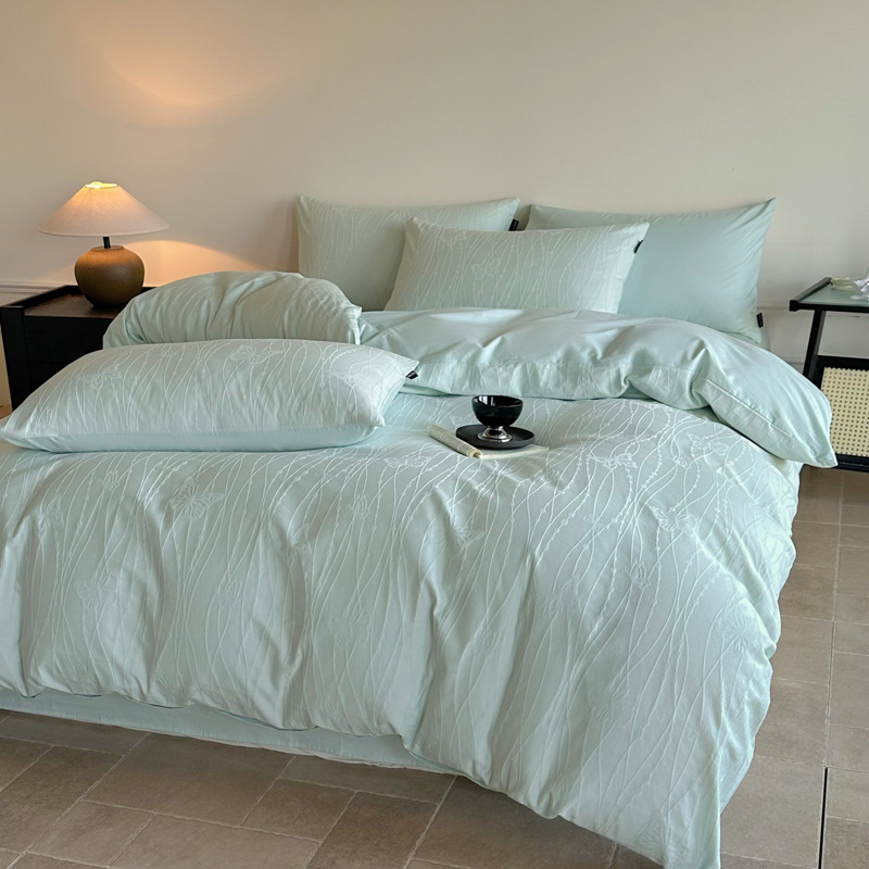 All-cotton Three-dimensional Jacquard Class A Bedding High-end Four-piece Set, Pure Cotton Duvet Cover And Fitted Sheet,_voghion.com