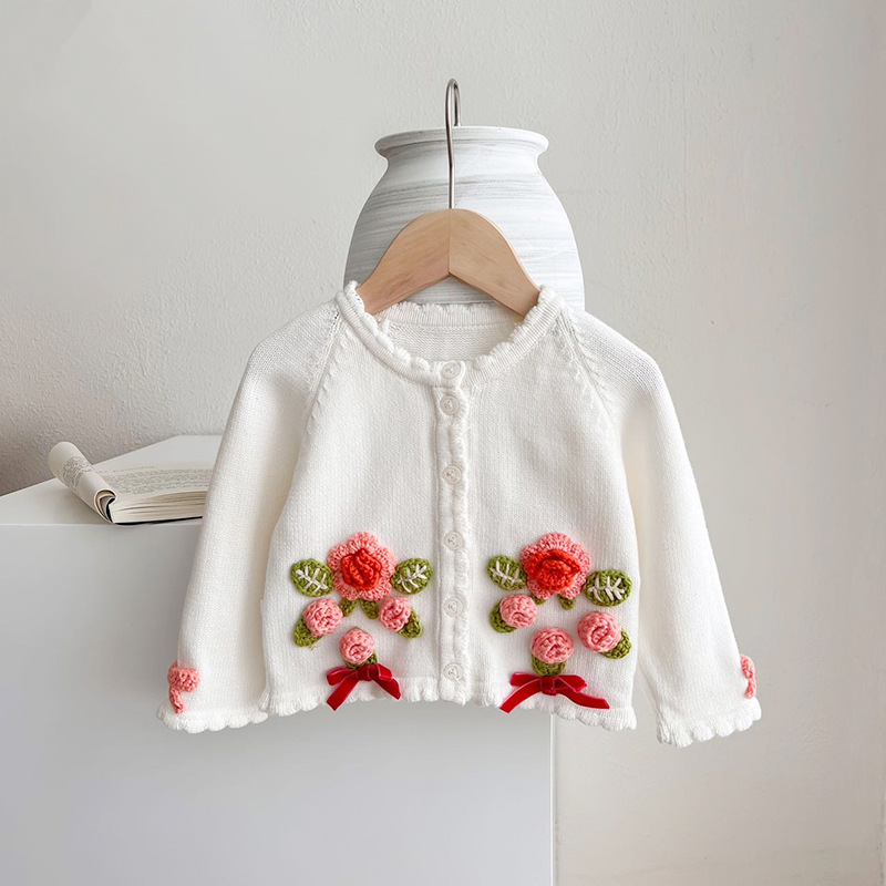 Fashion Flower Button 100% Cotton Hoodies & Sweaters display picture 1