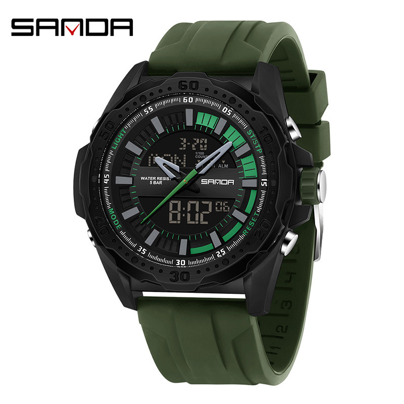 Sanda nuevo reloj de moda europea y americana cool, moda para hombres, adolescentes de secundaria, reloj electrónico deportivo