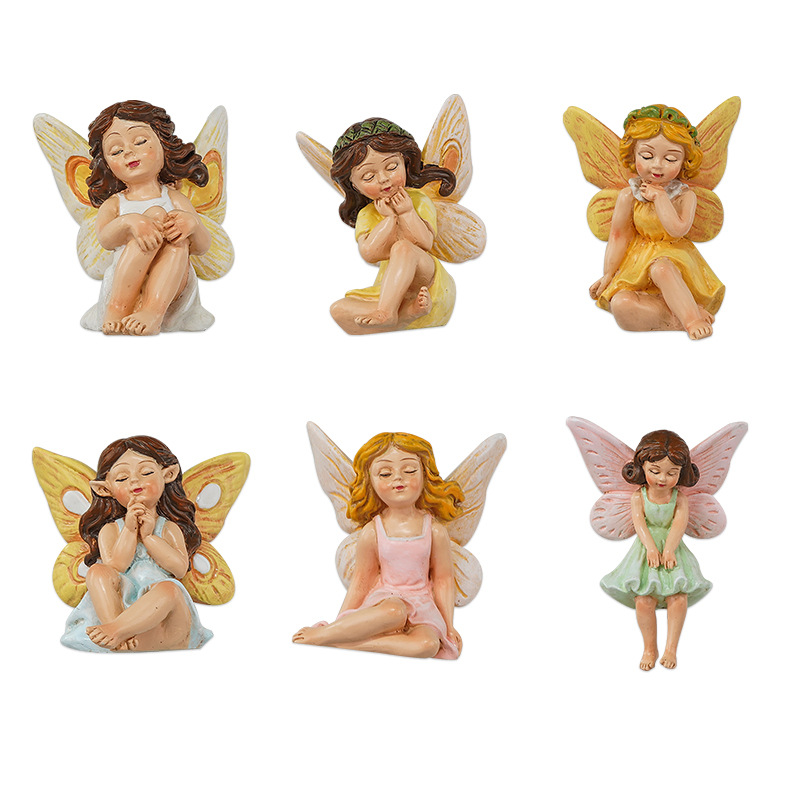  Popular Resin Flower Fairy Ornaments Creative Outdoor Garden Fairy Flower Basin Micro Landscape Decorations