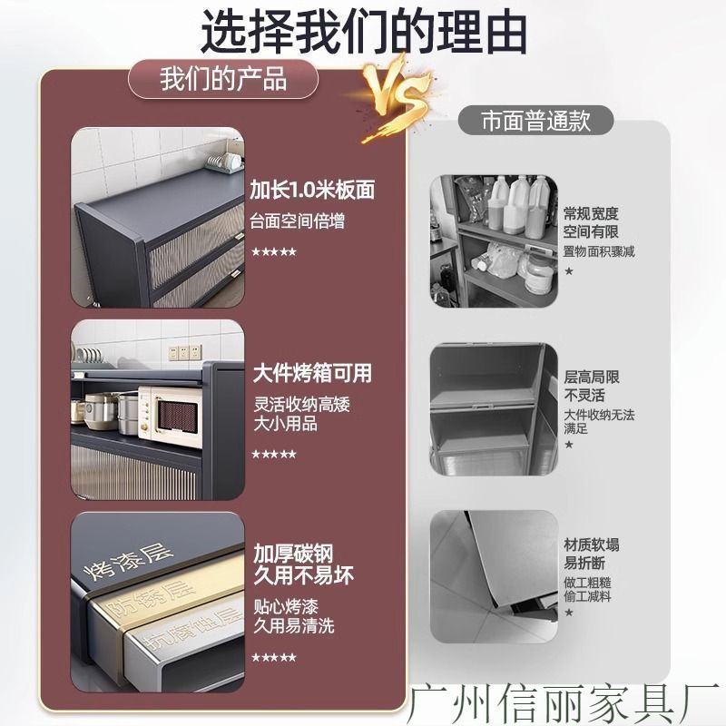厨房置物架落地多层收纳碗柜多功能微波炉橱柜餐边储物柜子|undefined