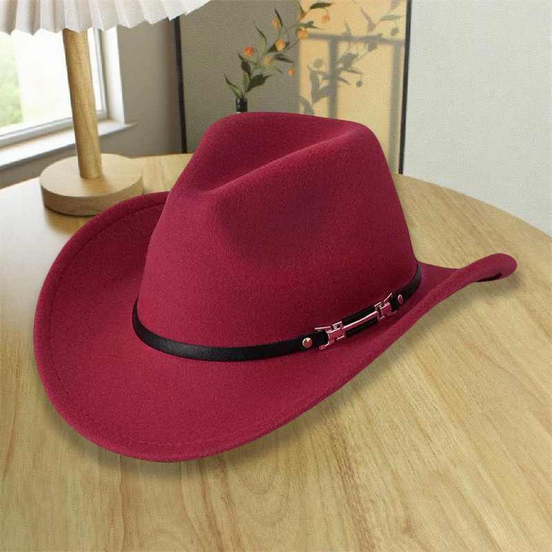 Sombrero nacional de feltro de estilo masculino, sombrero de vaquero occidental, sombrero de bordes retro, sombrero de caballo, fábrica al por mayor, venta caliente para mujeres