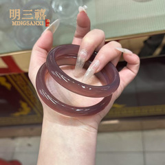 高氷種天然帝王紫瑪瑙ブレスレット玉髄ブレスレットバイオレット玉ブレスレット真玉ブレスレット翡翠色女