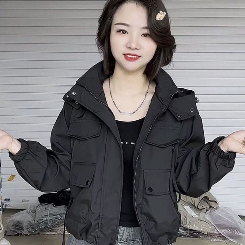 2025新款漂亮初春感超好看休闲百搭连帽薄外套冲锋衣女款|undefined