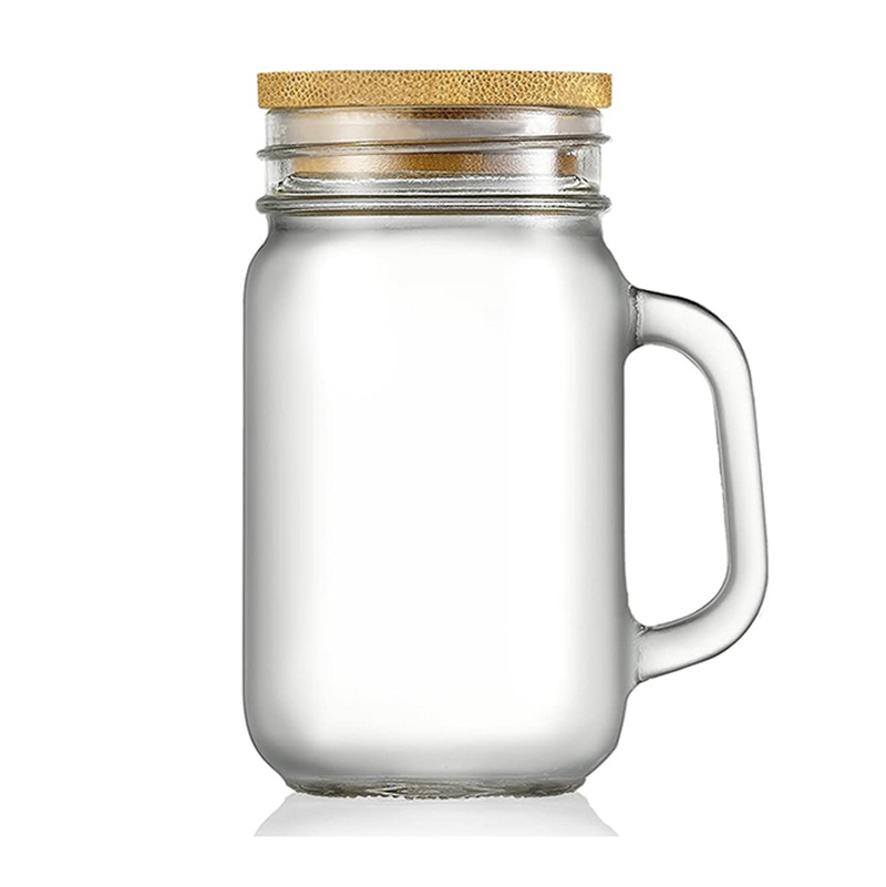 Transfronterizo Mason mango botella de bebida de vidrio jugo leche taza de té de almacenamiento de tuerca mango transparente Copa fábrica al por mayor