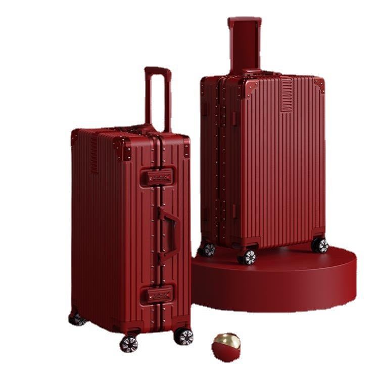 Equipaje nupcial de la boda Dote roja trolley caja de cuero caja de contraseña de la dote de la boda caja de la boda femenina par