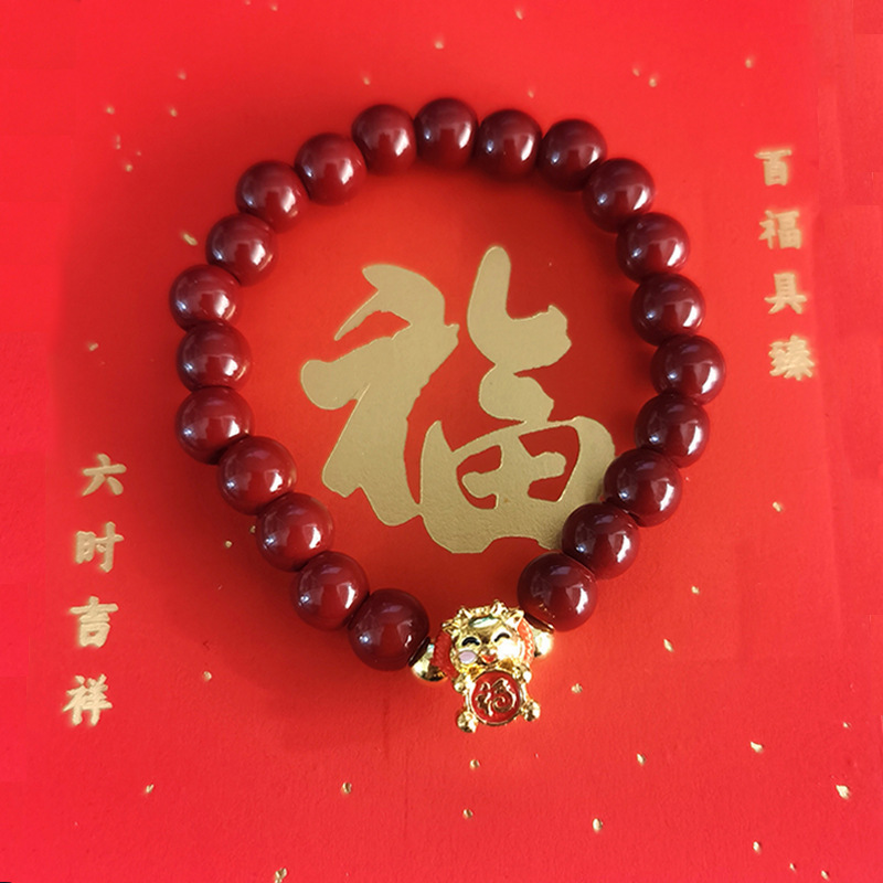 干支中国風の女性のブレスレットインジュエリー富を引き寄せる新しい甘い中国風のドラゴン新製品蒸し餃子年干支|undefined