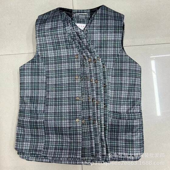 Middle-aged and Elderly Women's Plaid Vest 2024 Spring and Autumn Mother's Vest for Elderly Loose Short Cardigan Waistcoat
