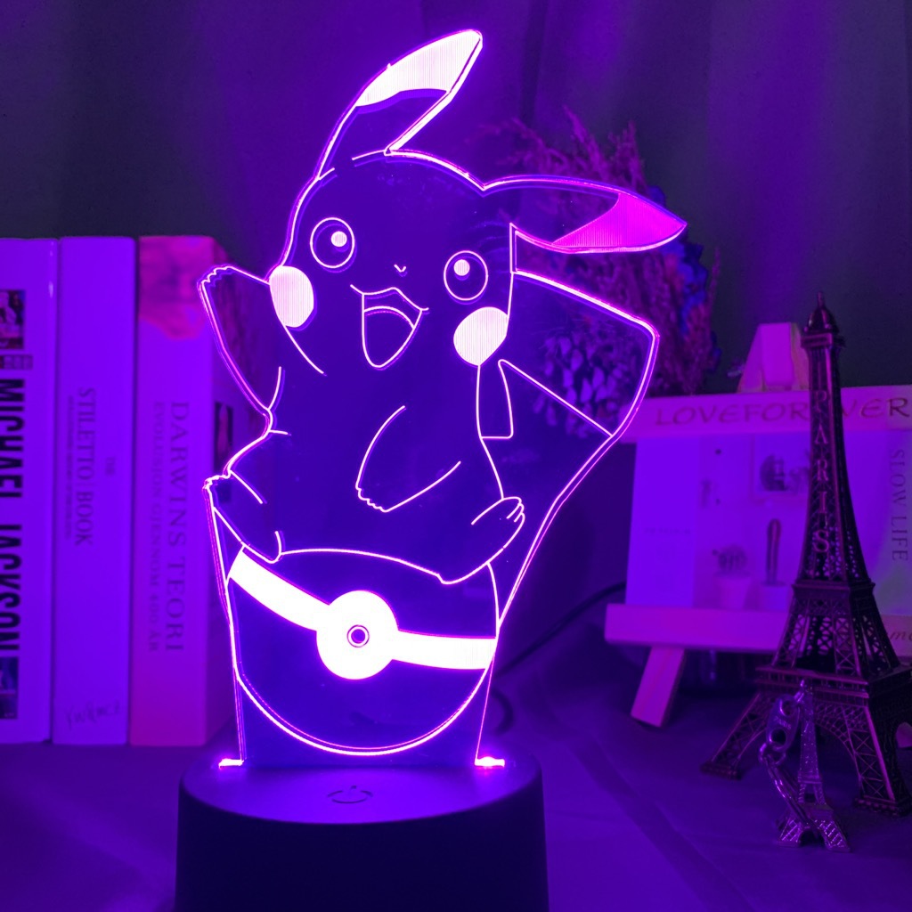 Baokemeng Pikachu 3D luz de la noche LED producto creativo mascota elfo regalo lámpara Mesa mágica bebé