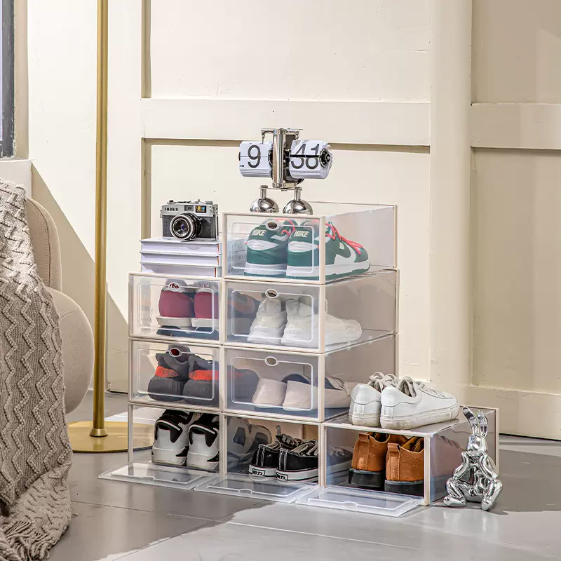 透明鞋盒家用鞋子收纳盒整理箱宿舍神器aj鞋架鞋柜防尘塑料翻盖式