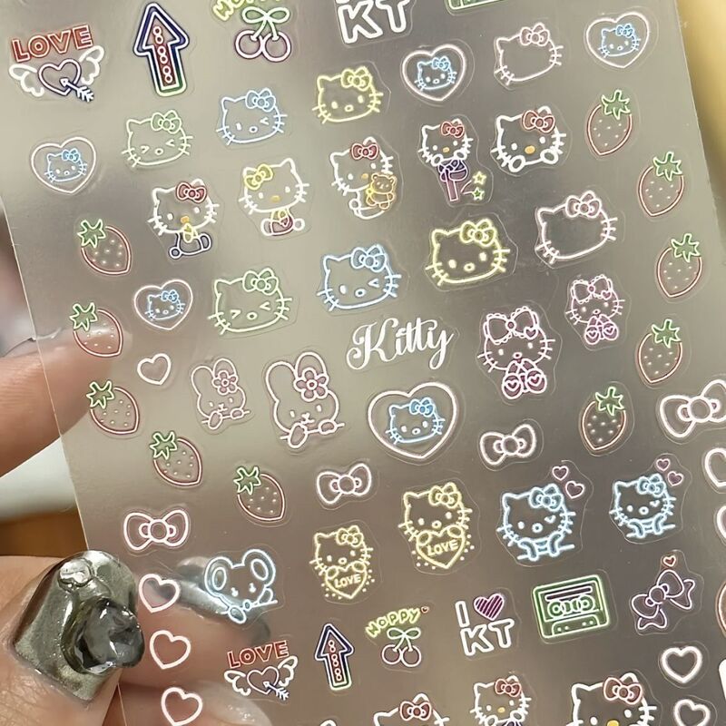 Xiaohongshu's new Hello Kitty nail art stickers, embossed sexy cat KT high-value adhesive nail stickers Xiaohongshu's new Hello Kitty nail art stickers, embossed sexy cat KT high-value adhesive nail stickers