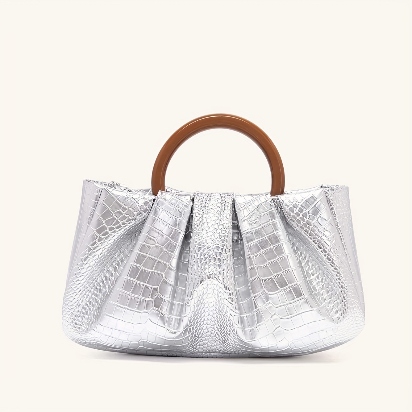 198g Weight Polyester Lining Material Magnetic Buckle Closure Type Top Handle Strap Type Evening Bag Bags Type Casual, Party, Shopping Occasion Pu Leather Material Solid Color Pattern All Seasons Season Women's Gender Elegant Style Cloud Shape Shape Gold Silver Green Pu Leather Solid Color Cloud Shape Evening Bags 15