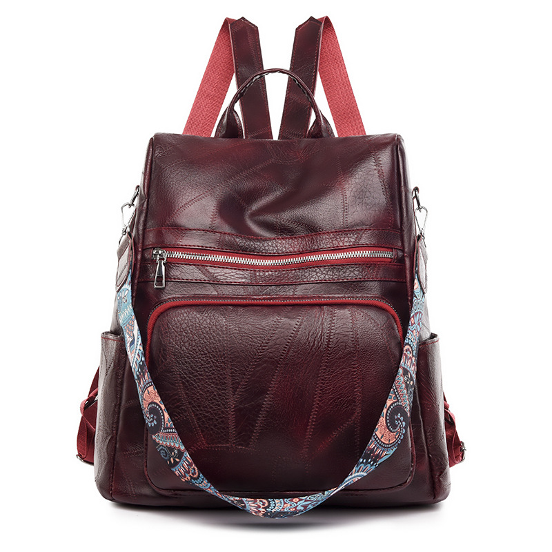 Orden exterior al por mayor 2023 nueva mochila antirrobo de cuero suave para mujer casual moda retro multifuncional de doble uso