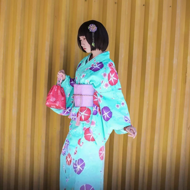Green Japanese bathrobe, set, classic suit, (Physicals)
