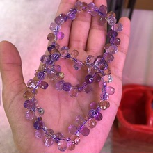 紫黃晶切面水滴形手鏈女ins風小眾原創設計水晶飾品 紫黃晶手串