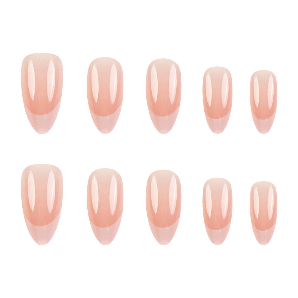 Ventas transfronterizas calientes de polvo naranja blanco bordes de manicura francesa temperamento suave viento desgaste de uñas 30 piezas de parche de uñas