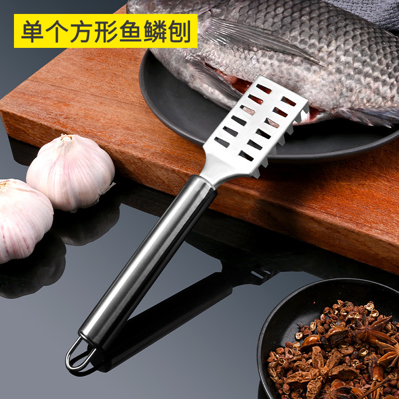Acero inoxidable grueso para eliminar las escamas de peces de pescado, herramientas comerciales de excavación de pescado y escamas 1102