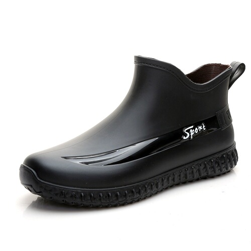 Fashionable Men's Short Ankle Rain Boots, All-Season Work Shoes, Low-Top Non-Slip Kitchen Shoes, Durable Rubber Shoes, Fishing Shoes, Waterproof Shoes