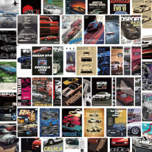 50张改装车海报涂鸦贴纸装饰手机壳吉他滑板头盔吉他素材装饰防水