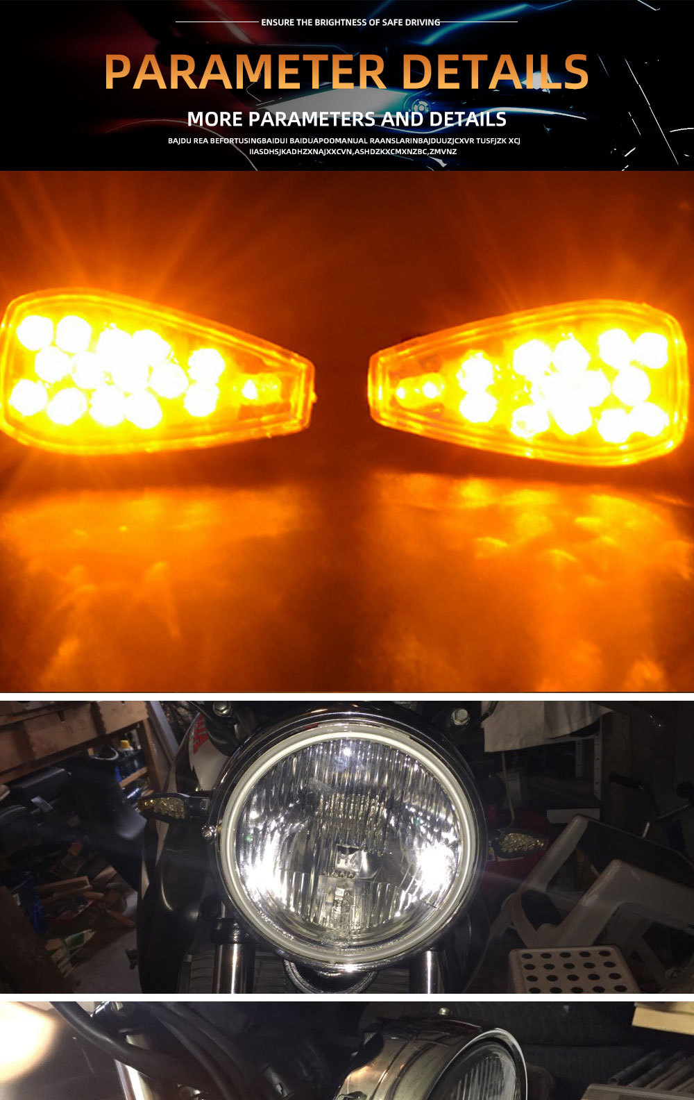 12V Motorcycle Turn Signal Light Small Yellow Hat 14Led Turn Signal Light Super Bright Moto Warning Light Moto Modified Car Light