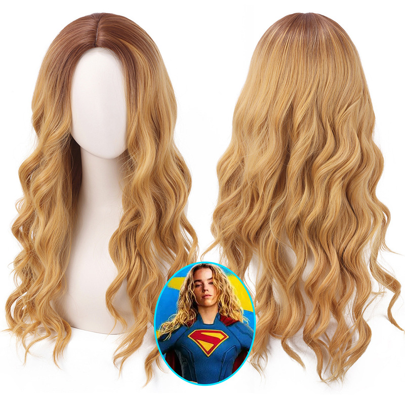 Zushengda cosplay wig Super Girl Tomorrow's Woman Supergirl middle-parted scalp top dyed long curly hair Zushengda cosplay wig Super Girl Tomorrow's Woman Supergirl middle-parted scalp top dyed long curly hair
