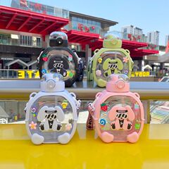 夏の新しい子供のコップの星の熊のプラスチックのコップの2つの飲み物の口のストローのコップの大容量の男女の学生のコップ