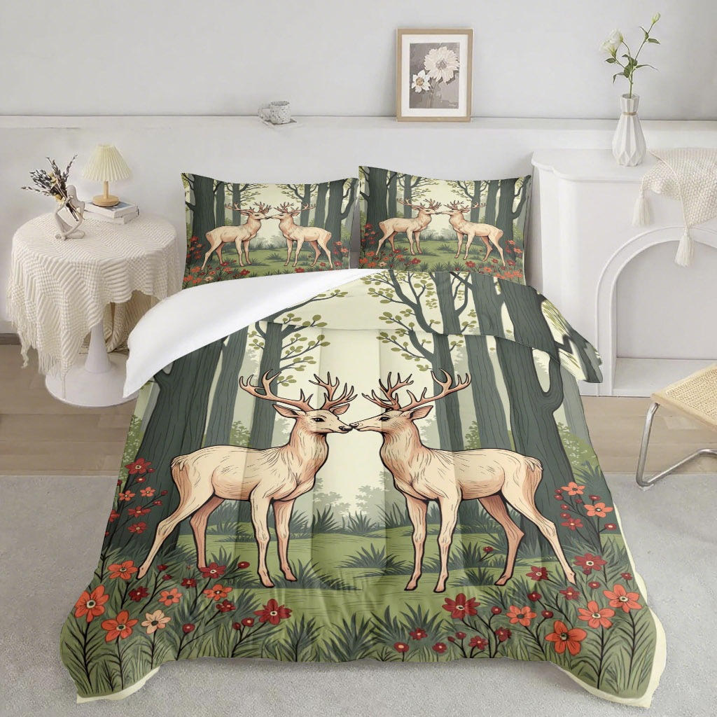 TEMU / JIT cálido ciervo impresión digital HD 180gms colcha de cama set fuente fabricante