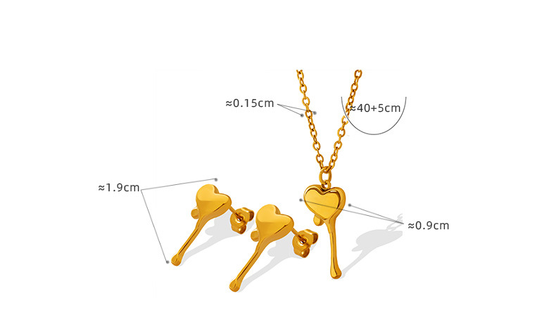Retro Heart Shape Titanium Steel Plating Earrings Necklace