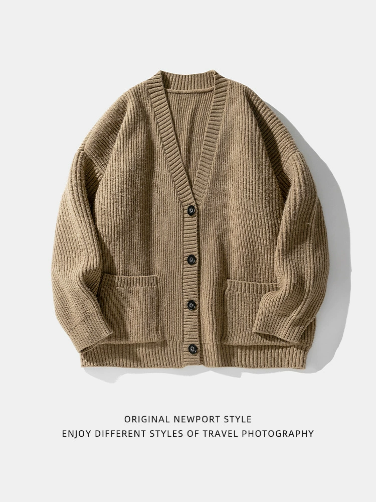 Мужской демисезонный кардиган, японский вязаный свитер, oversize, для любимого